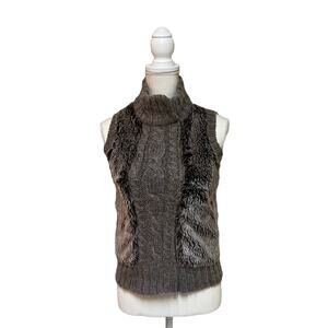 Kenar XS Sweater Vest Sleeveless Zipper Wool Alpaca Faux Fur